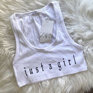 NWT Zara white ribbed crop tank